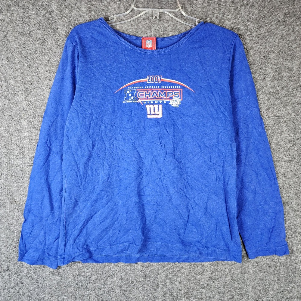 New York Giants NFL T-Shirt Womens XL Blue NFL Football 2007 NFC Champs VF EUC